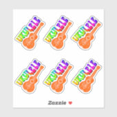 Ukulele Groovy Tekst Kunst Prints Sticker (Vel)