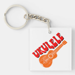 Ukulele Groovy Tekst Kunst Sleutelhanger