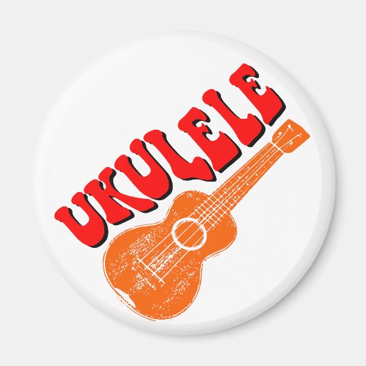 Ukulele Groovy Text Art Magneet (Voorkant)