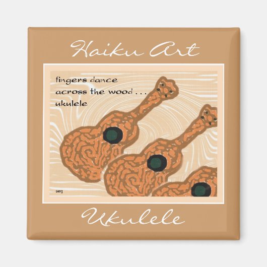 Ukulele Haiku kunstmagneet Magneet (Voorkant)