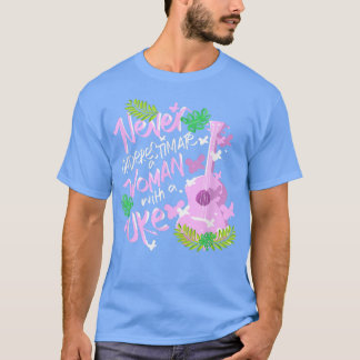 Ukulele Hawaii Tropische muziekspeler Vrouwen Meis T-shirt