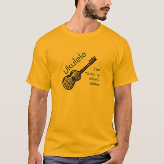 Ukulele - Het Man van het denken over geweld T-shirt (Voorkant)