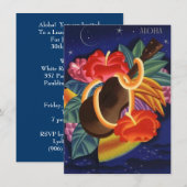 Ukulele Hibiscus Aloha Hawaiian Luau Invitations (Devant / Derrière)
