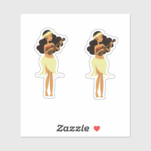 Ukulele Hula Girl Sticker