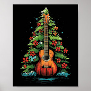 Ukulele Kerst Muziek Graphic T - shirts voor Manne Poster