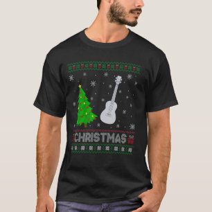 Ukulele kerstboom die lelijke kersttrui verlicht t-shirt