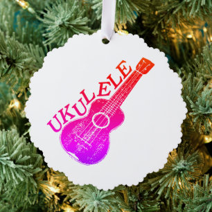 Ukulele kleurrijke tekst en Afbeelding Ornament Kaart