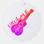 Ukulele kleurrijke tekst en Afbeelding Ornament Kaart (Achterkant)