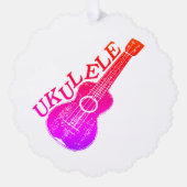 Ukulele kleurrijke tekst en Afbeelding Ornament Kaart (Voorkant)