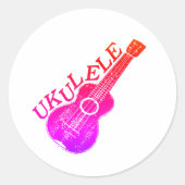 Ukulele kleurrijke tekst en Afbeelding Ronde Sticker (Voorkant)