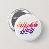 Ukulele Lady Button Badge Pink (Voorkant /achterkant)