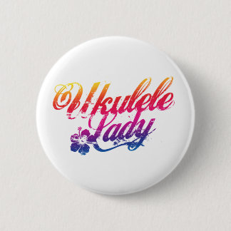 Ukulele Lady Button Badge Pink