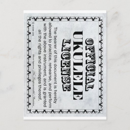 Ukulele Licentie Briefkaart (Voorkant)