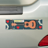 Ukulele Liefde Hart Muziekinstrument Bloem Boho Bumpersticker (Op auto)