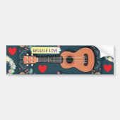 Ukulele Liefde Hart Muziekinstrument Bloem Boho Bumpersticker (Voorkant)