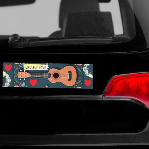 Ukulele Liefde Hart Muziekinstrument Bloem Boho Bumpersticker
