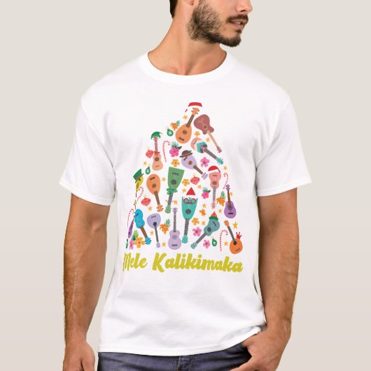 Ukulele Mele Kalikimaka Kerstboom T-shirt (Voorkant)