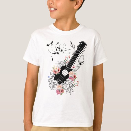 Ukulele met bloemen Gift T-shirt (Voorkant)