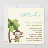 Ukulele Monkey Luau Party Invitation Kaart (Voorkant)