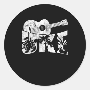 Ukulele Music Instrument Acoustic Guitar Gift Ronde Sticker