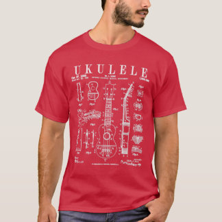 Ukulele Musical Instrument Uke  Patent Draw T-shirt