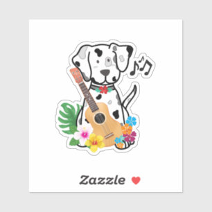 Ukulele muziek grappige hond sticker
