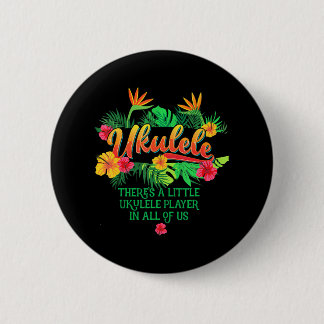 Ukulele Muziek T-shirt Hawaïaans Liefde Hawaï Ronde Button 5,7 Cm
