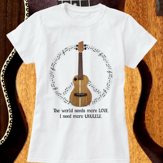 Ukulele Peace Sign World Needs Love T-Shirt