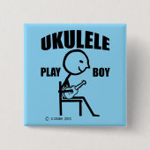 Ukulele Play Boy Vierkante Button 5,1 Cm (Voorkant)