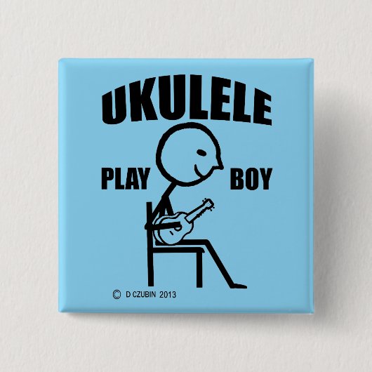 Ukulele Play Boy Vierkante Button 5,1 Cm (Voorkant)