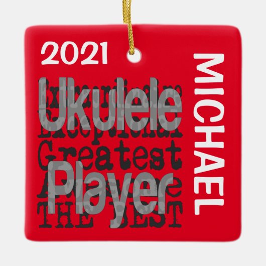 Ukulele Player Extraordinaire CUSTOM Keramisch Ornament (Voorkant)