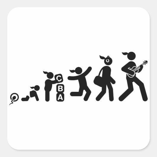 Ukulele Player Vierkante Sticker (Voorkant)