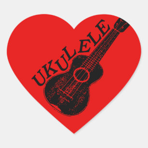 Ukulele tekst en Afbeelding Hart Sticker