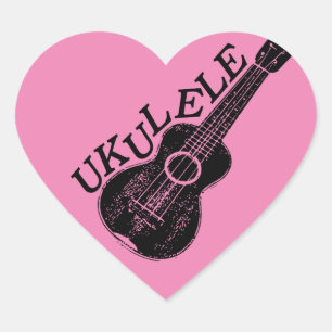 Ukulele tekst en Afbeelding Hart Sticker