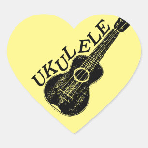 Ukulele tekst en Afbeelding Hart Sticker