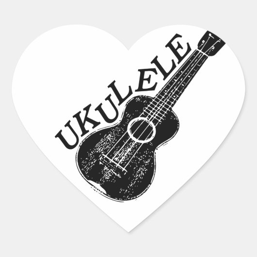 Ukulele tekst en Afbeelding Hart Sticker (Voorkant)