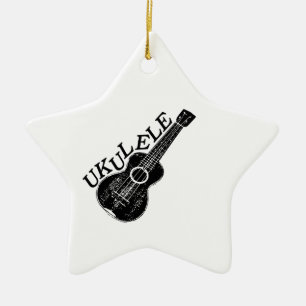 Ukulele tekst en Afbeelding Keramisch Ornament
