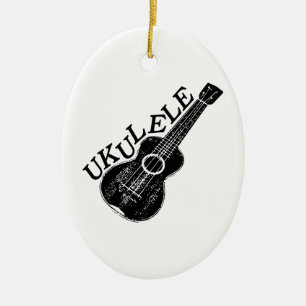 Ukulele tekst en Afbeelding Keramisch Ornament