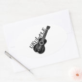 Ukulele tekst en Afbeelding Ovale Sticker (Envelop)