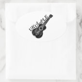 Ukulele tekst en Afbeelding Ovale Sticker (Tas)