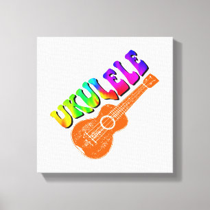 Ukulele Tie Dye Groovy Text Art Canvas Afdruk