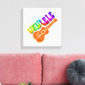Ukulele Tie Dye Groovy Text Art Canvas Afdruk (Insitu (Woonkamer))