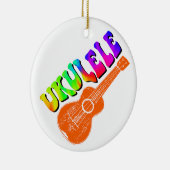 Ukulele Tie Dye Groovy Text Art Keramisch Ornament (Rechts)