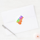 Ukulele Tie Dye Groovy Text Art Ronde Sticker (Envelop)