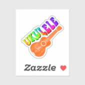 Ukulele Tie Dye Groovy Text Art Sticker (Vel)