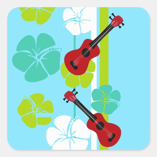 Ukulele Time! Vierkante Sticker (Voorkant)