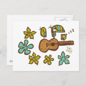 Ukulele vogels van Tiki Ony Briefkaart (Voorkant / Achterkant)