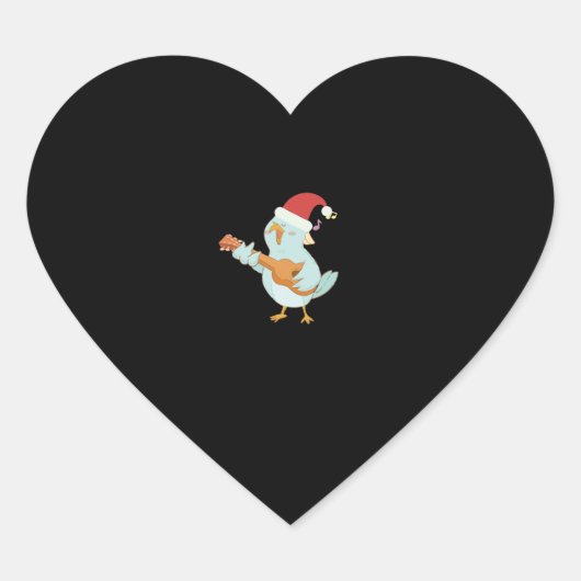 Ukulele Vrolijk Kerstfeest Hart Sticker (Voorkant)