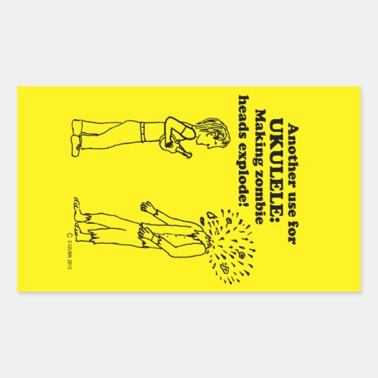 Ukulele Zombie Explode Rechthoekige Sticker (Voorkant)