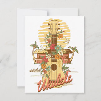 Ukulele - Zomerherinneringen aan Hawaï Feestdagenkaart